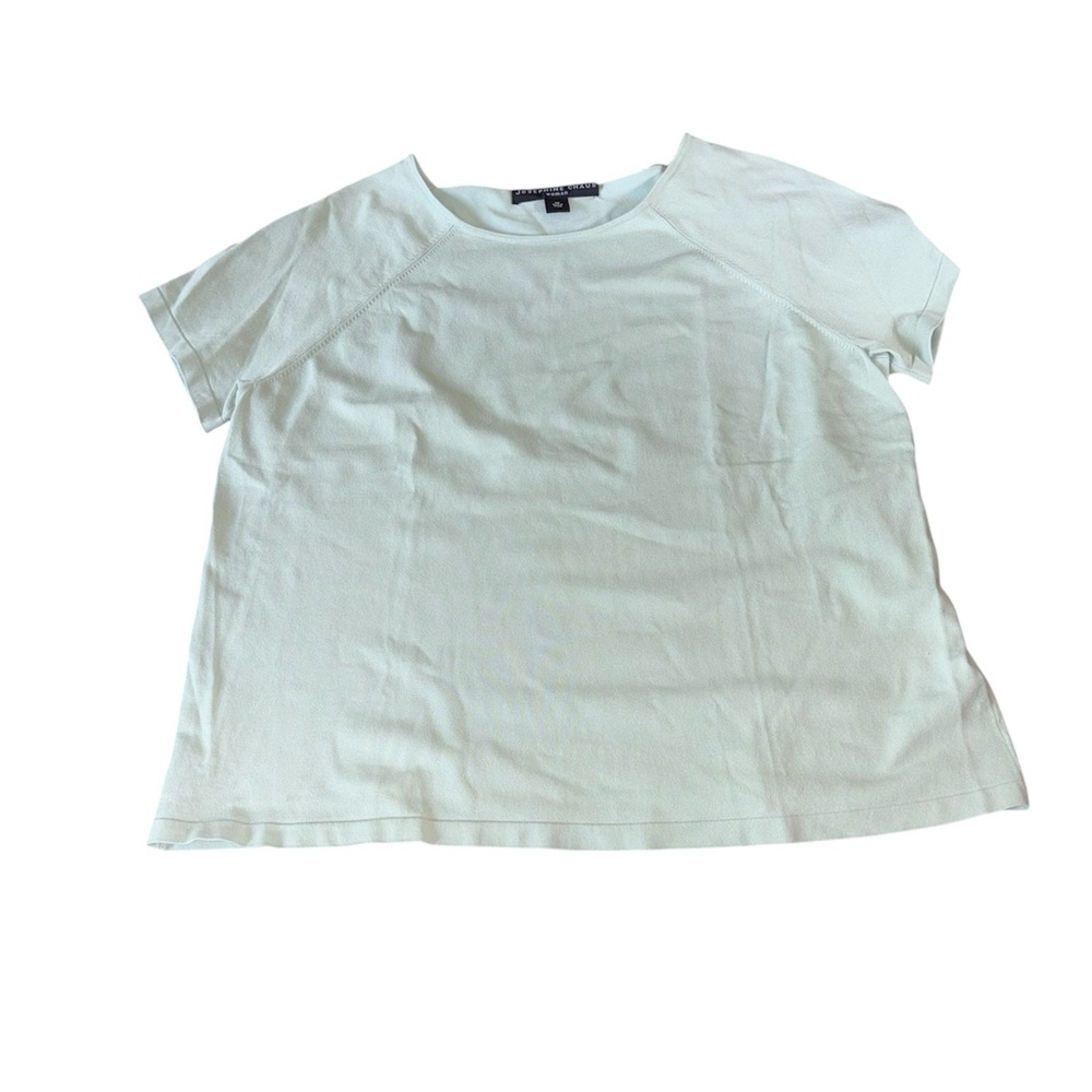 Josephine Chaus Silk Light Green Silk Short Sleeve Top Size 1X